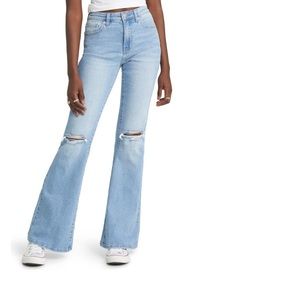 BP. High Waisted Denim Flare Jeans Light Washed Denim